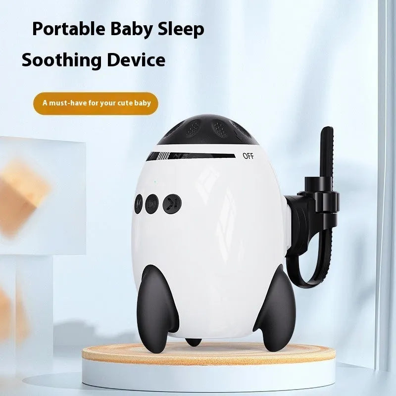 White portable baby stroller shaking device with Bluetooth connectivity for infant sleep assistance