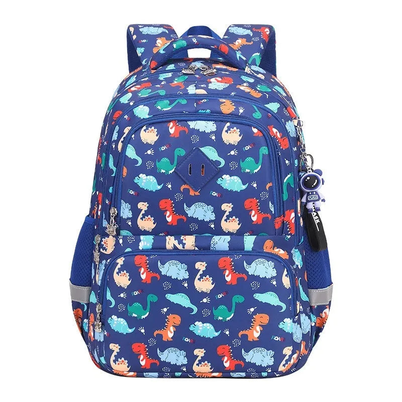 Children's waterproof school backpack in Oxford cloth with curved shoulder straps and spine protection feature