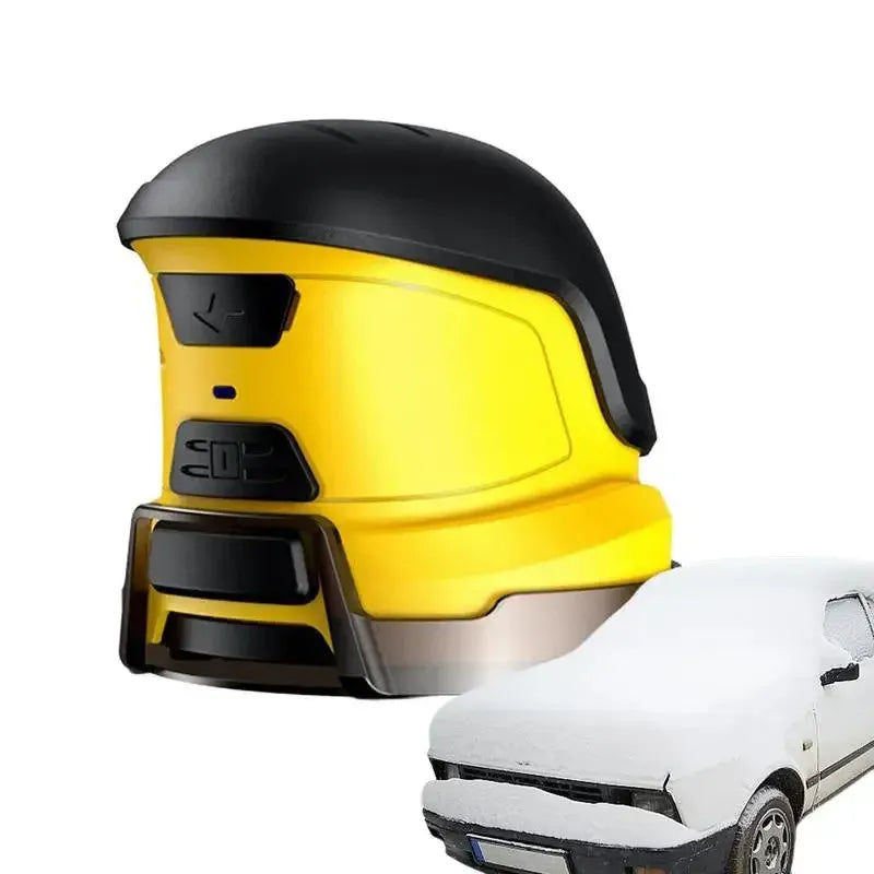 Yellow cordless electric snow scraper for car window deicing with USB charging cable