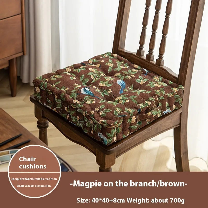American dining chair cushion with plant pattern in apricot colour, 40×40×8cm with waist support