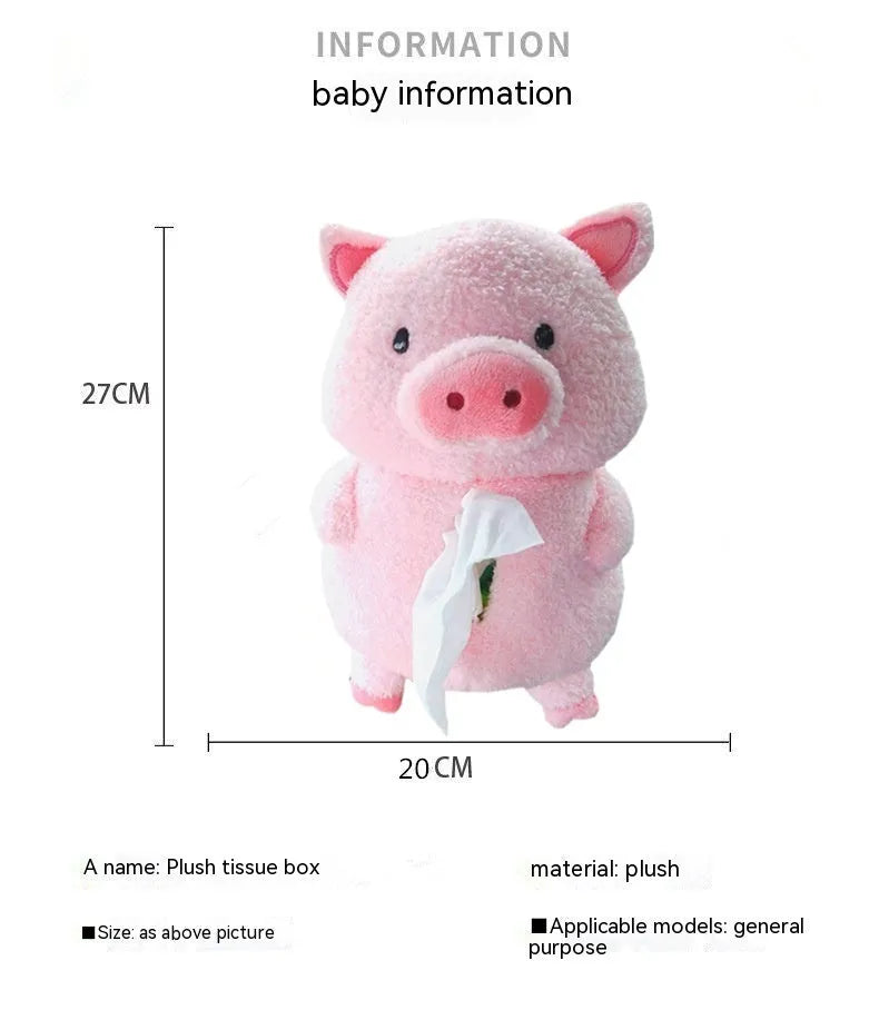 Plush cartoon car tissue box with lamb character design for vehicle and home use