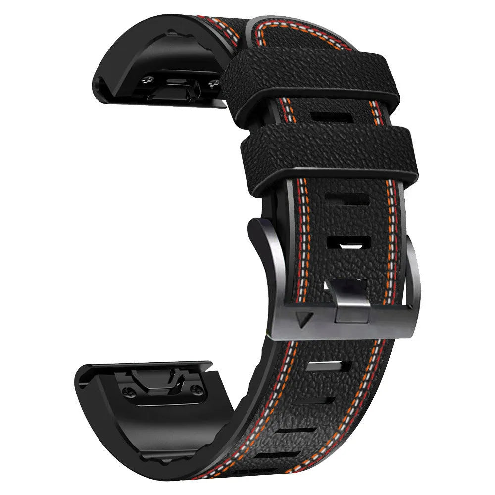 Silicone leather quick release watchband for Garmin Fenix smartwatches in 22mm and 26mm sizes
