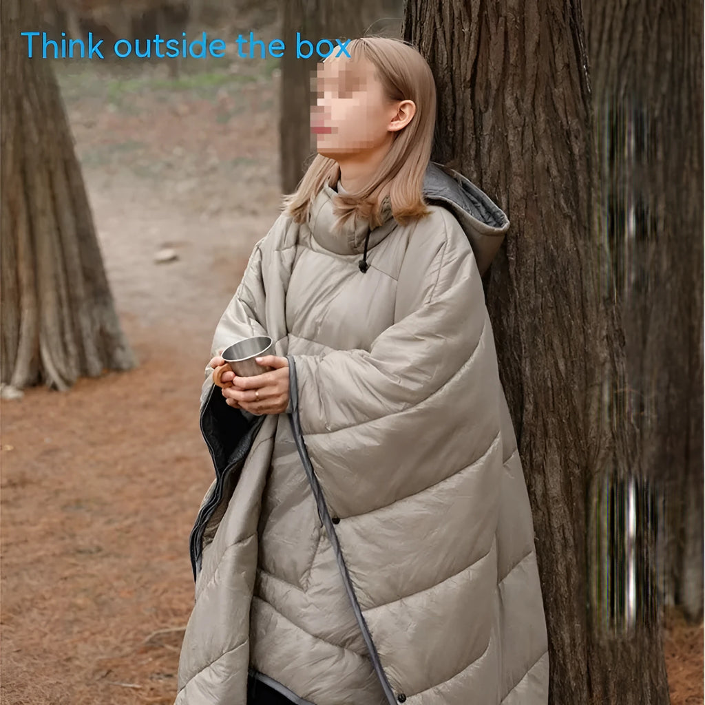 Outdoor cloak sleeping bag wearable cape in Army Green colour for camping
