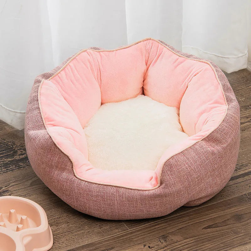Octagonal pet bed with removable mats in blue colour for cats and small dogs