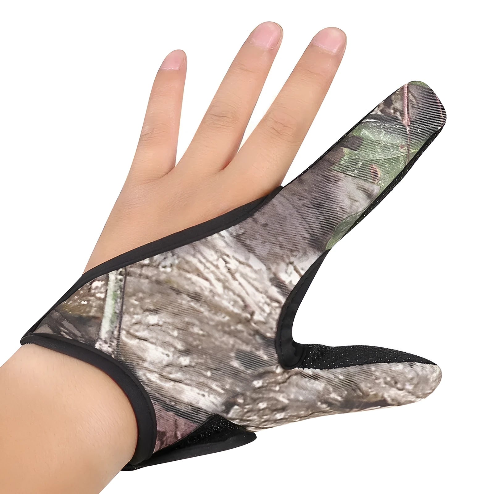 Single two-finger fishing glove with diving cloth back and microfiber palm, shown in a selected colour.