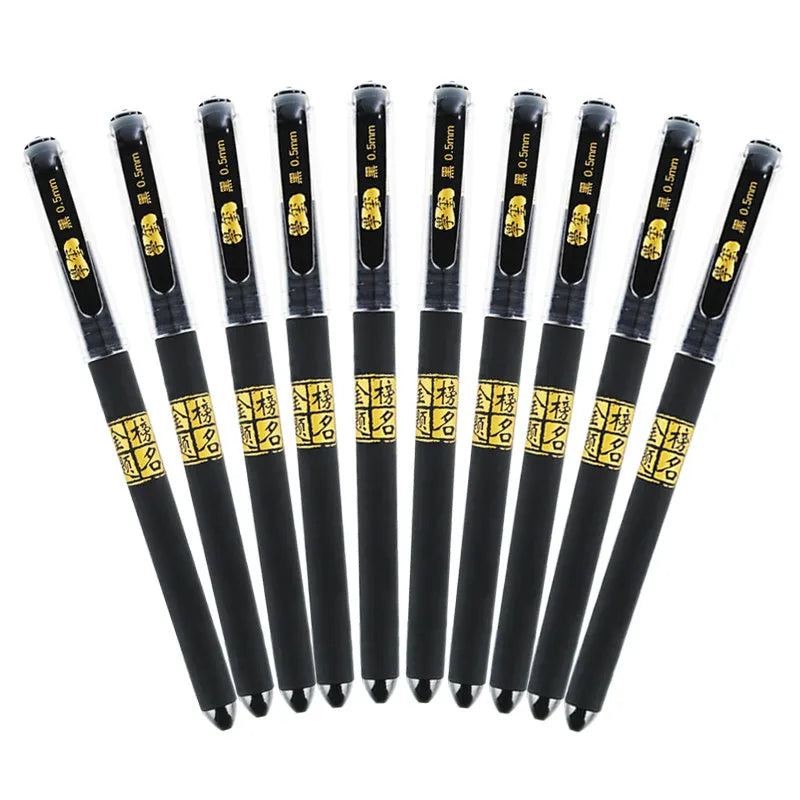Carbon black gel pen pack with bullet and needle tip options for student writing