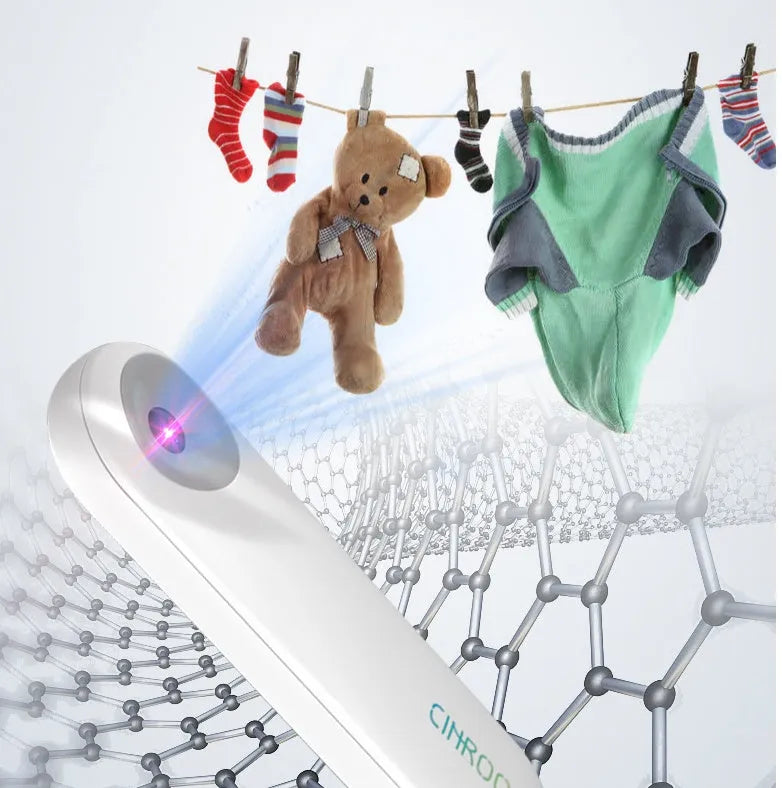 White portable UV sterilizer lamp showing compact dimensions for mobile disinfection use