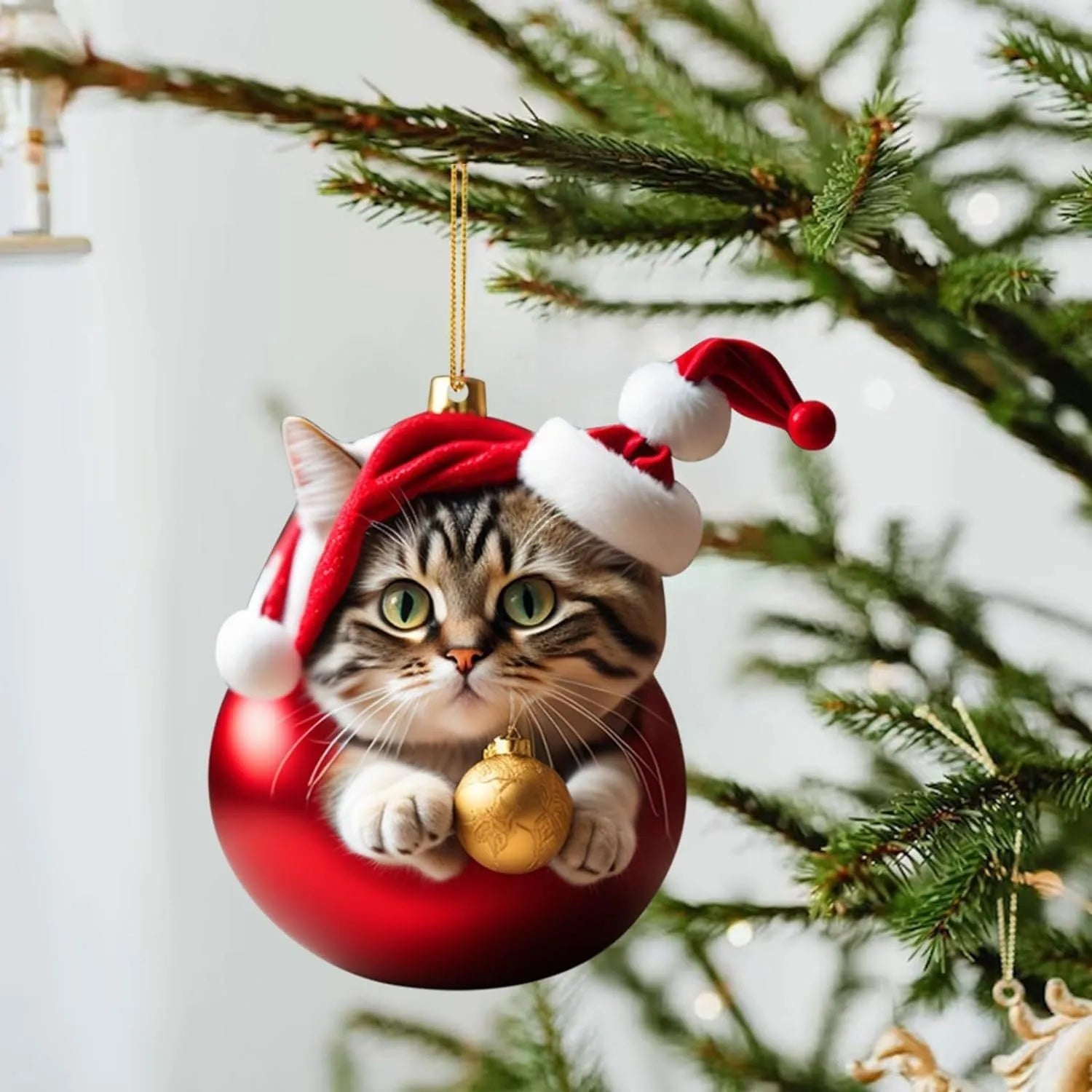 Christmas cartoon kitten car hanging ornament in acrylic with multiple colour style options