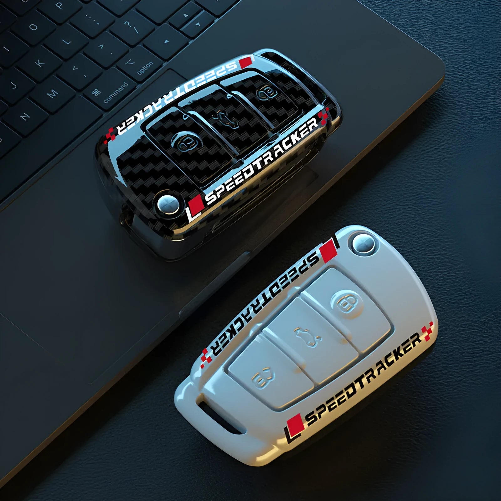 Carbon fibre style car key cover with mirror surface in feilin material