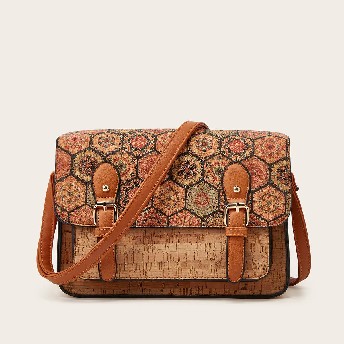 Women's one-shoulder crossbody bag in printed PU leather with single strap