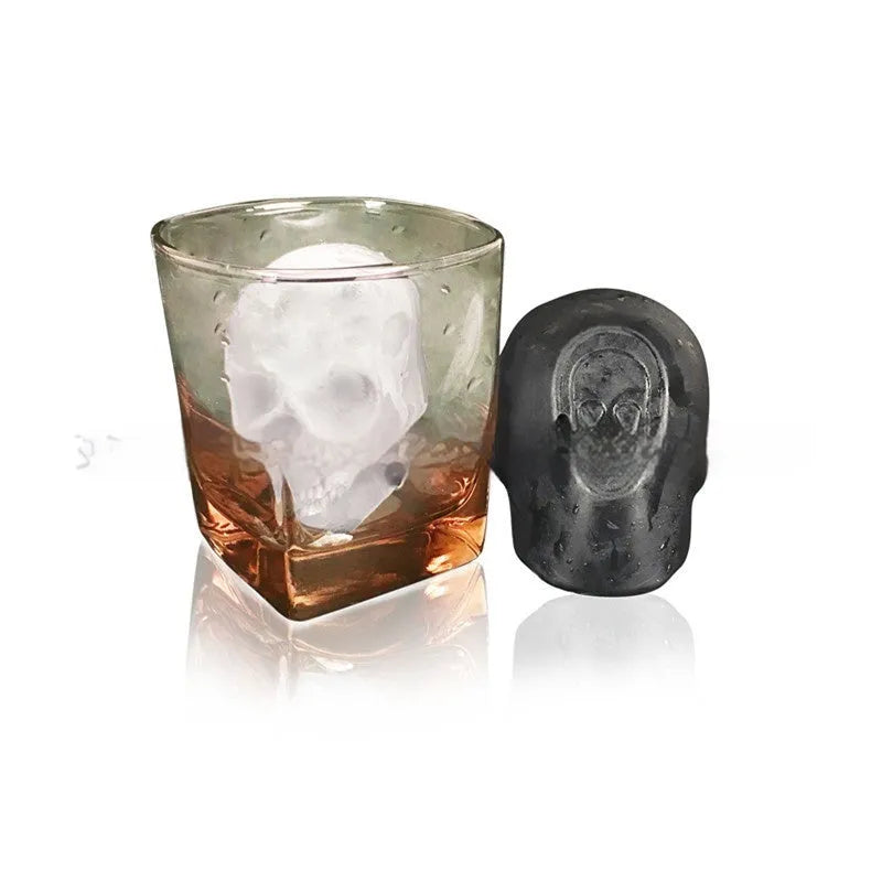 Halloween skull ice cube tray food grade silicone mould with 3D detailed ice cubes