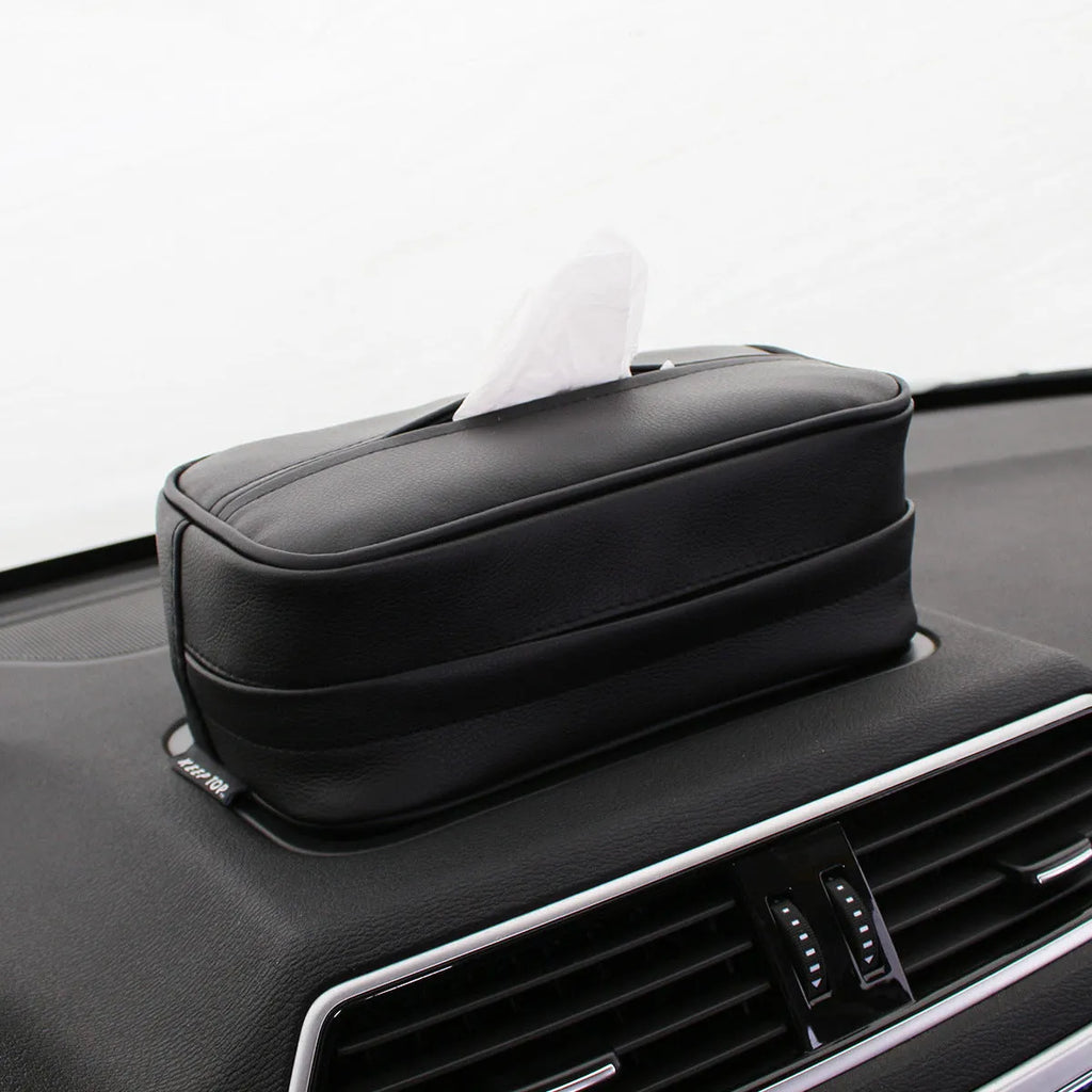 PU leather car hanging storage box with paper bag in black and beige colour options