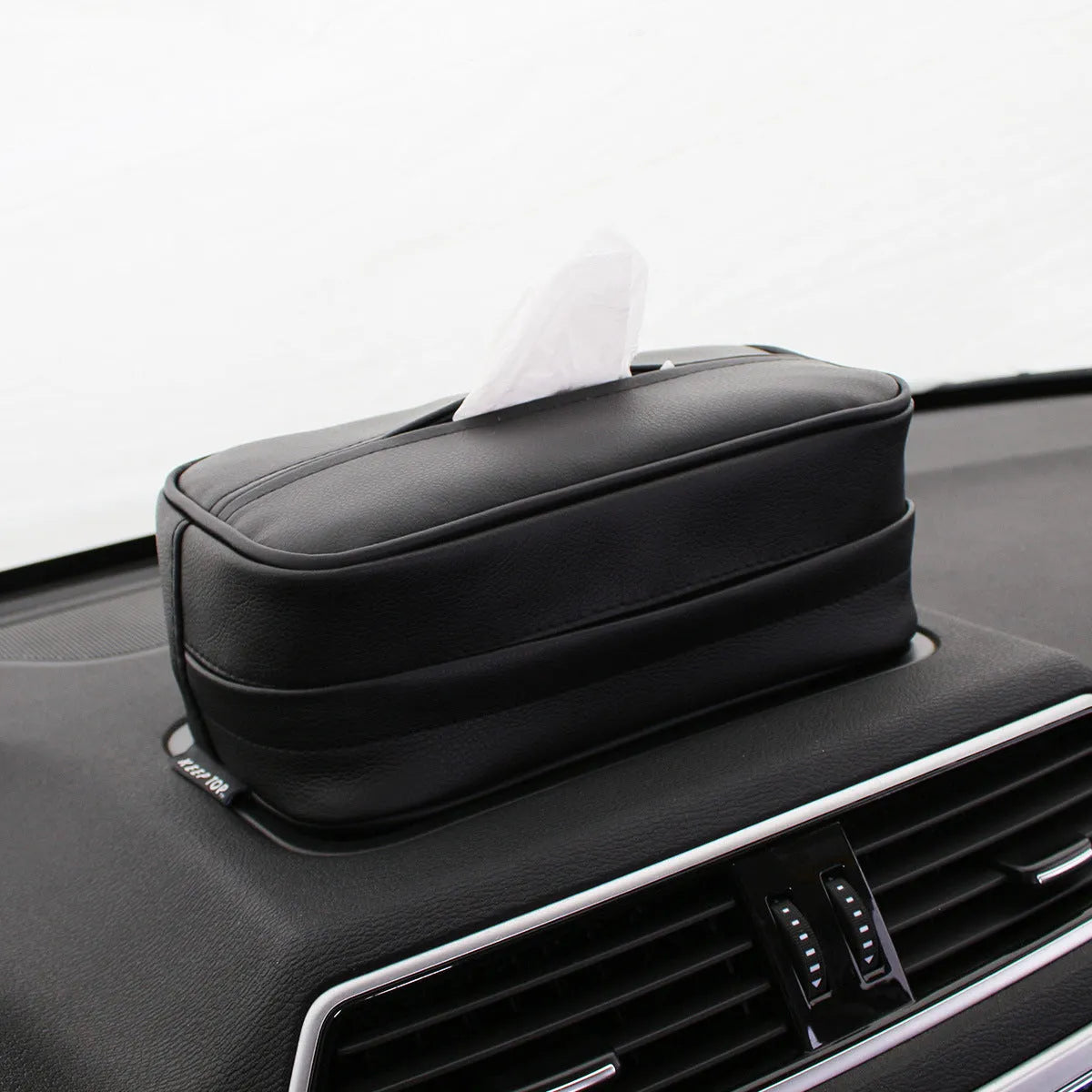 PU leather car hanging storage box with paper bag in black and beige colour options