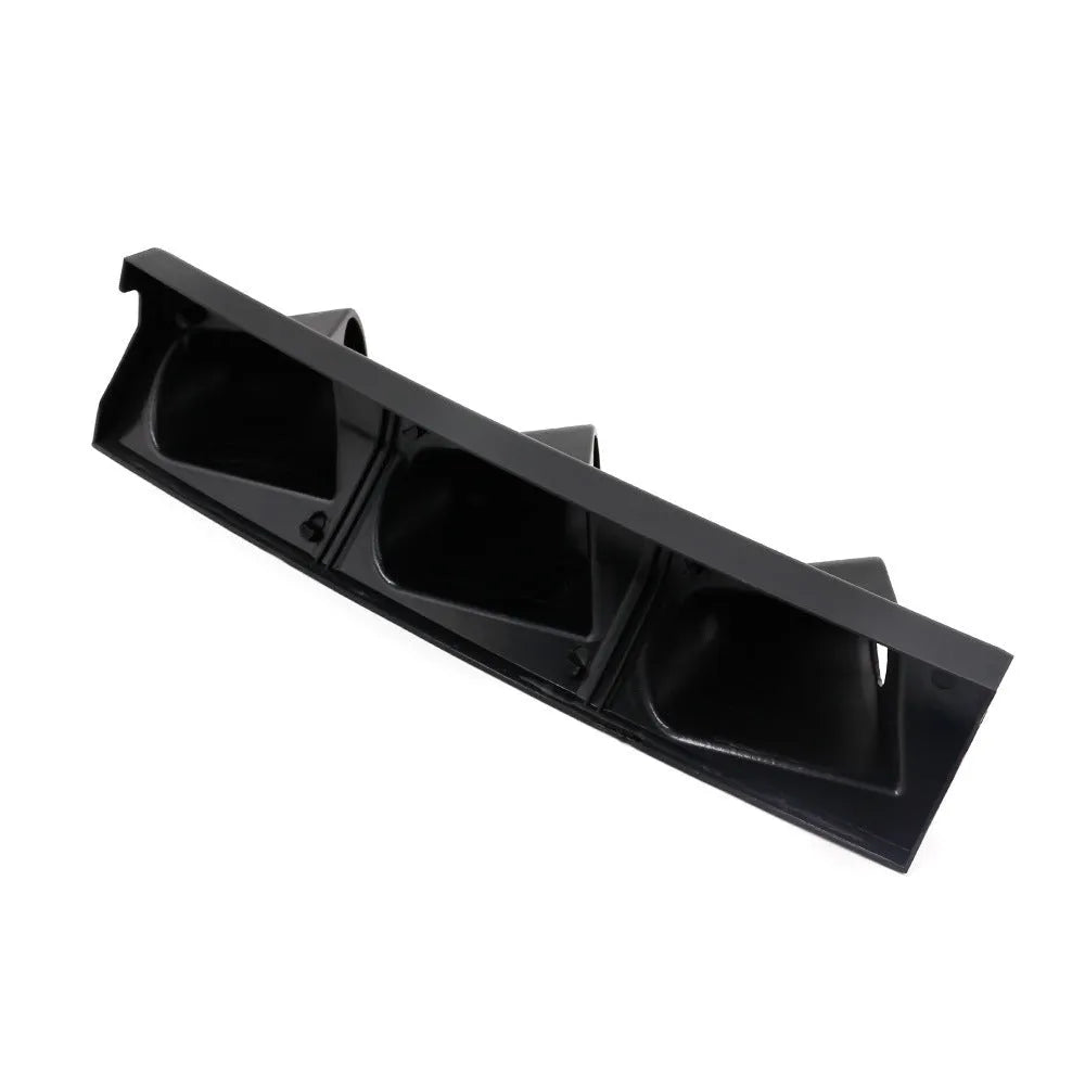 Black ABS plastic three-hole instrument stand for 52mm gauges in right-hand drive cars.