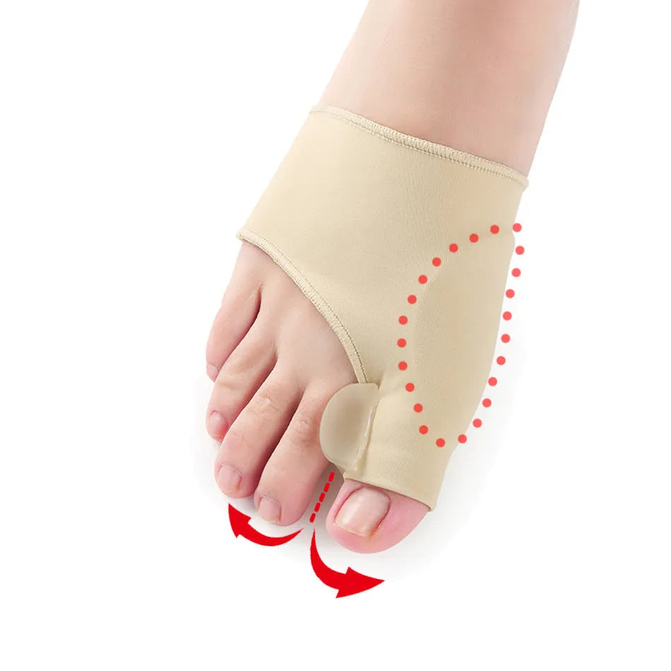 Corrective toe socks with silicone gel bunion pad and toe separator in three sizes