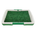 Green synthetic turf dog toilet with three-layer construction for indoor potty training