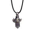 Retro hexagonal witch hat crystal pendant necklace with cowhide rope or black rope and keychain option