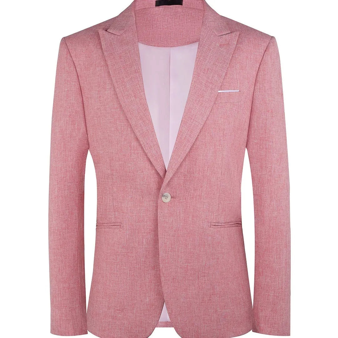 Men's casual Western style suit jacket in pink or light blue for spring summer wear