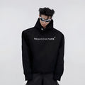 Men's loose hooded sweater with metal three-dimensional printing design in red colour