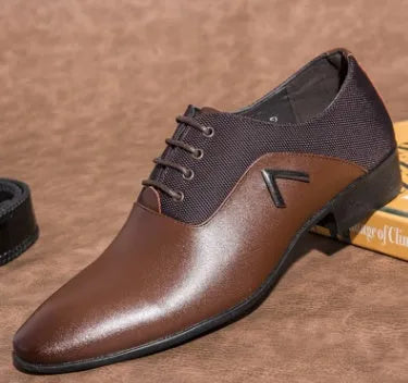 Men's black Oxford shoes with a low-cut PU leather upper and rubber sole on a white background