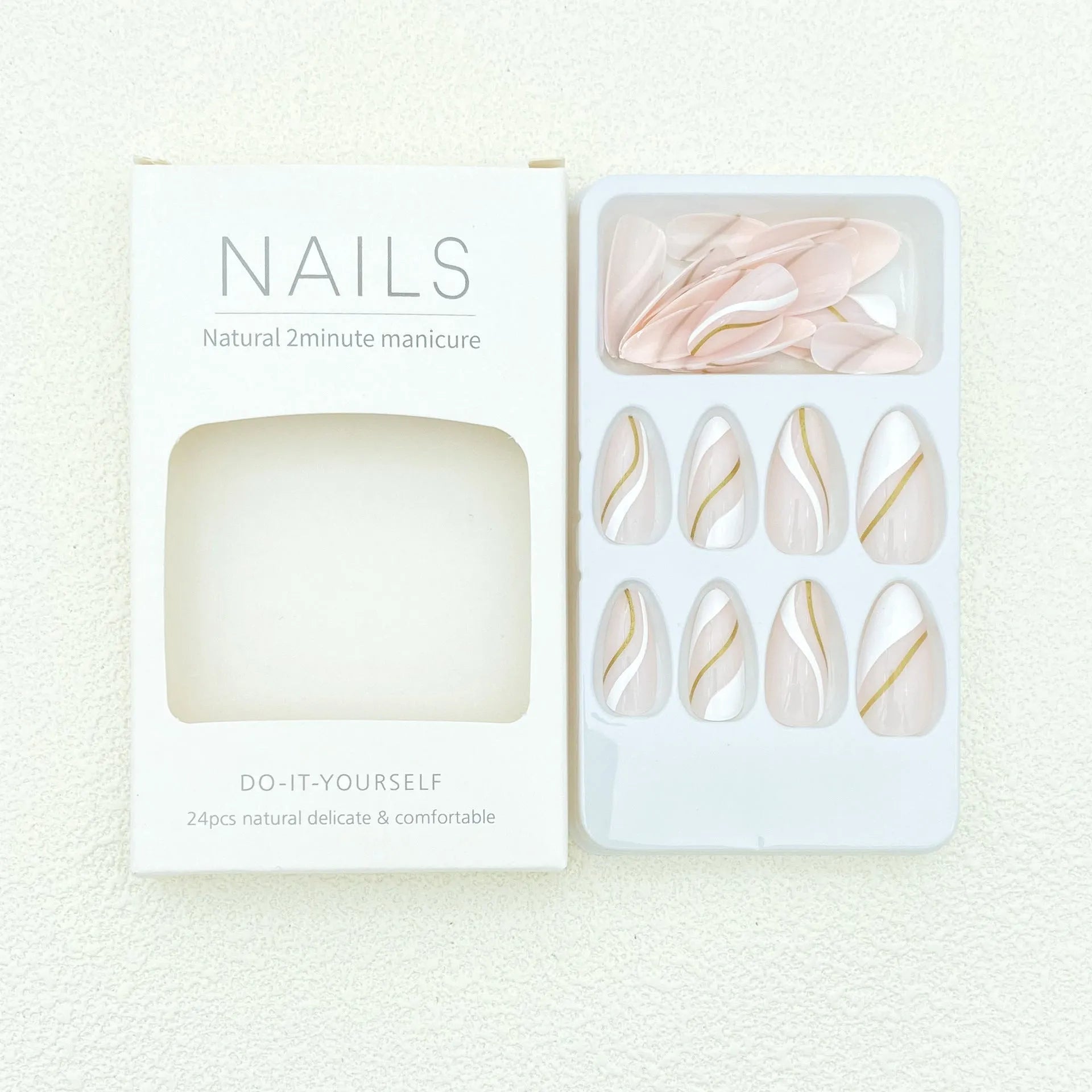 Golden lines plaid pattern wearable nail stickers in JF0518 jelly glue colour with medium drop shape design