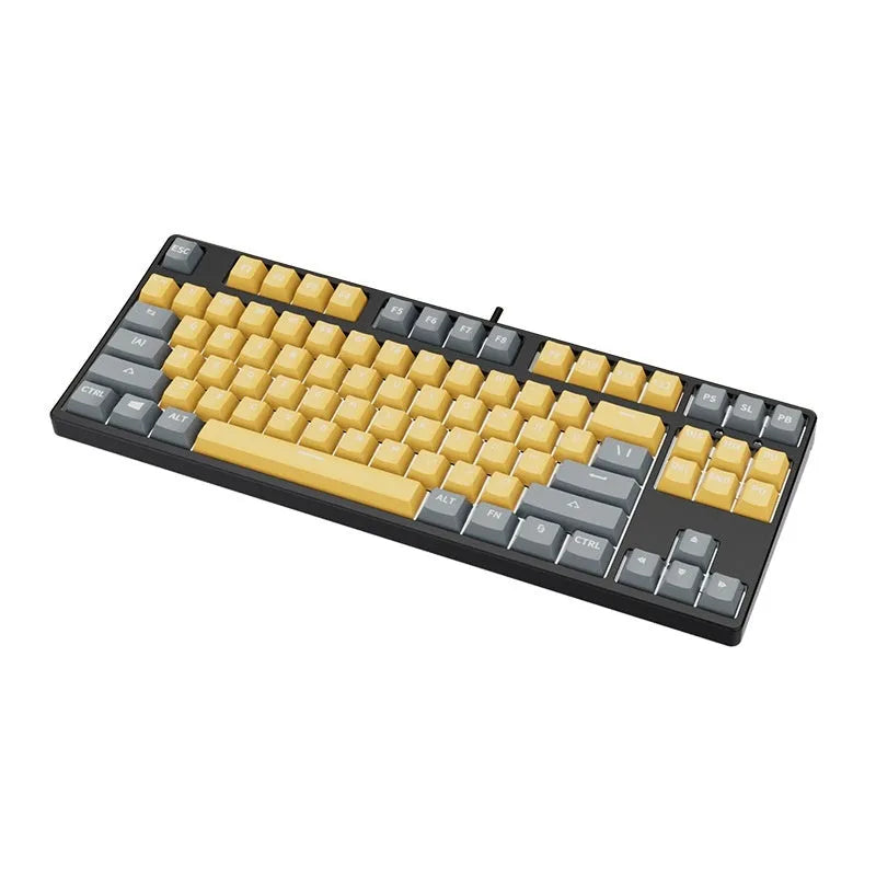 87-key mechanical keyboard with colourful keys on black or white metal chassis
