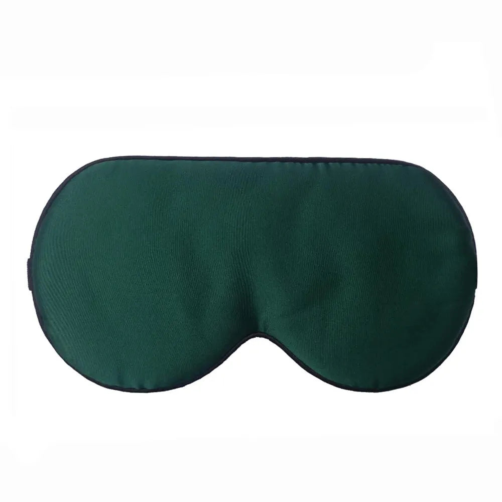 Double-sided mulberry silk sleep eye mask with embroidered printed pattern in various colours.