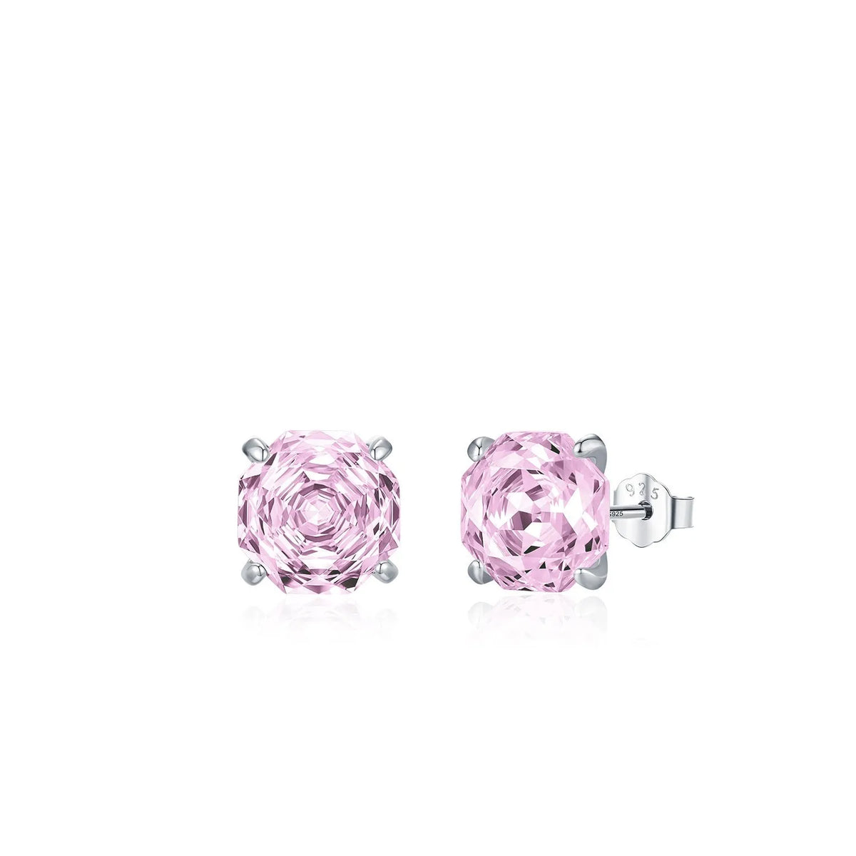 S925 sterling silver rose stud earrings in pink with 6mm and 8mm size options