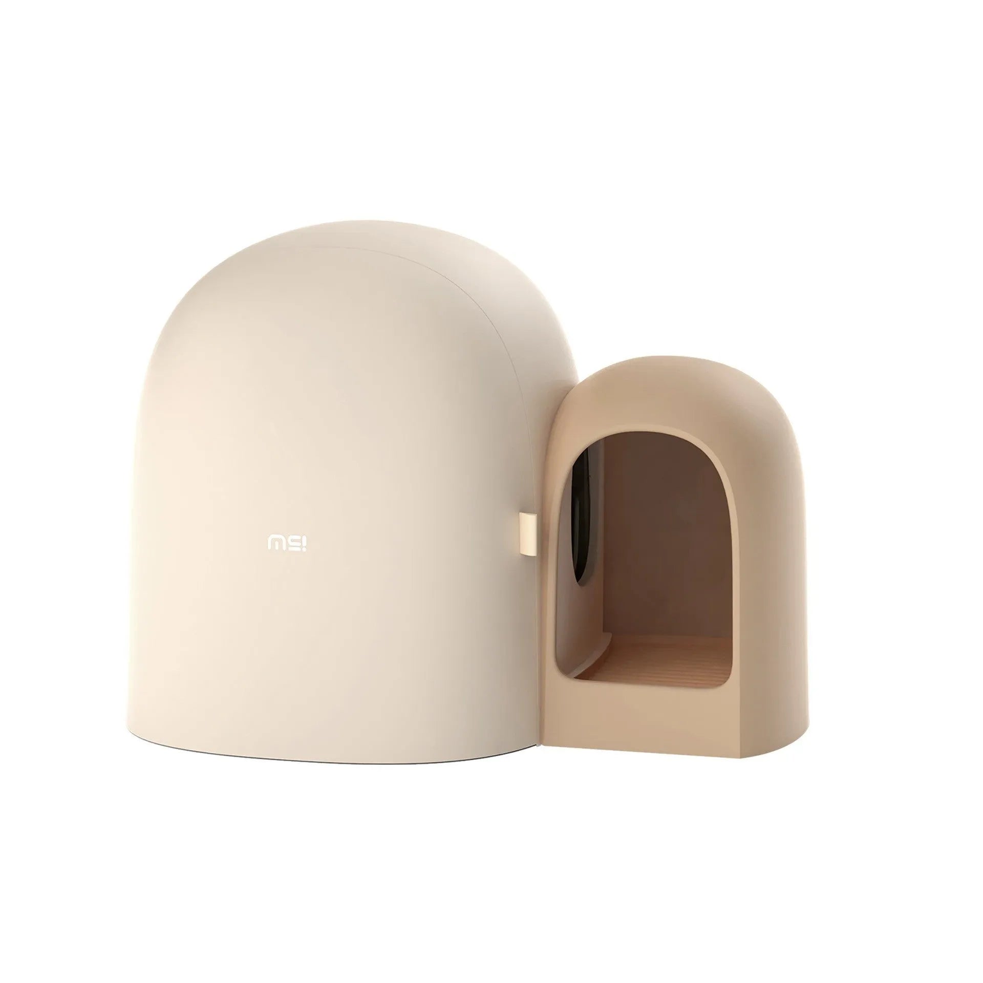 Oversized enclosed cat litter box in ABS plastic shown in moss green colour