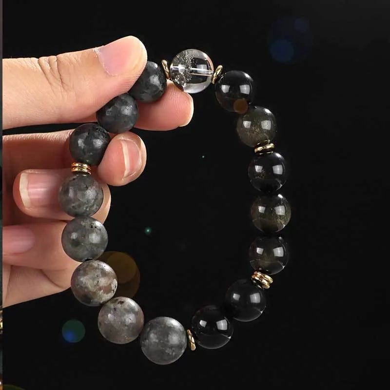 925 silver hoop mantra bracelet with Black Myth Wukong design, unisex handmade style with stone colour options