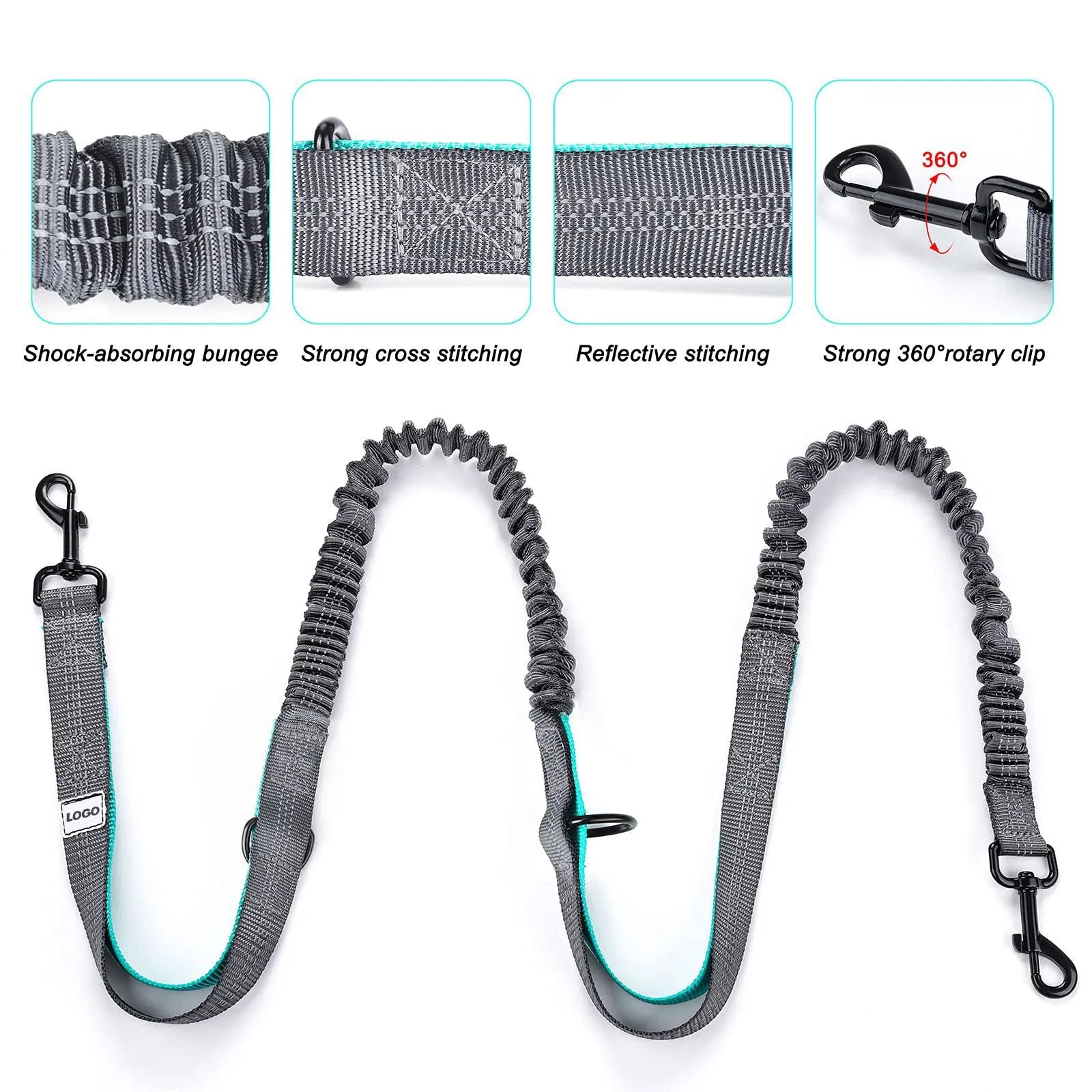Black nylon dog walking waist bag and leash set for outdoor pet training activities