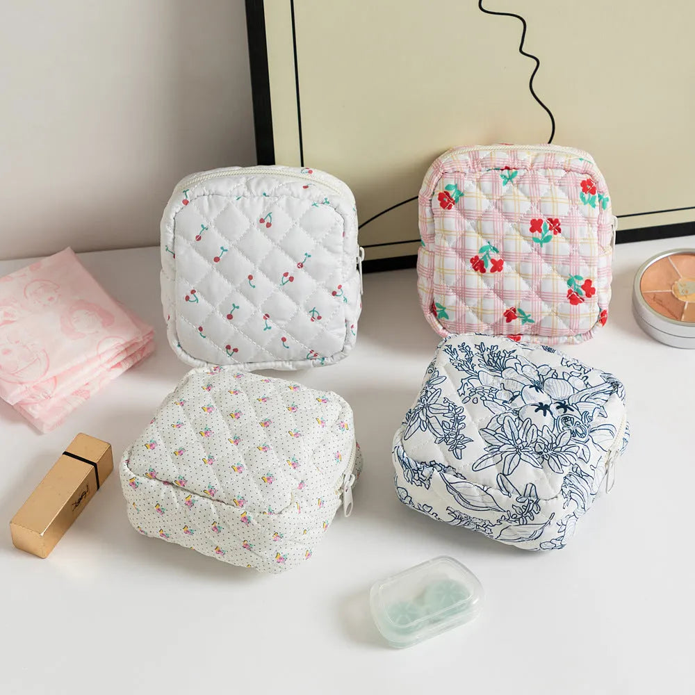 Women's polyester key storage bag with floral pattern in multiple colour options