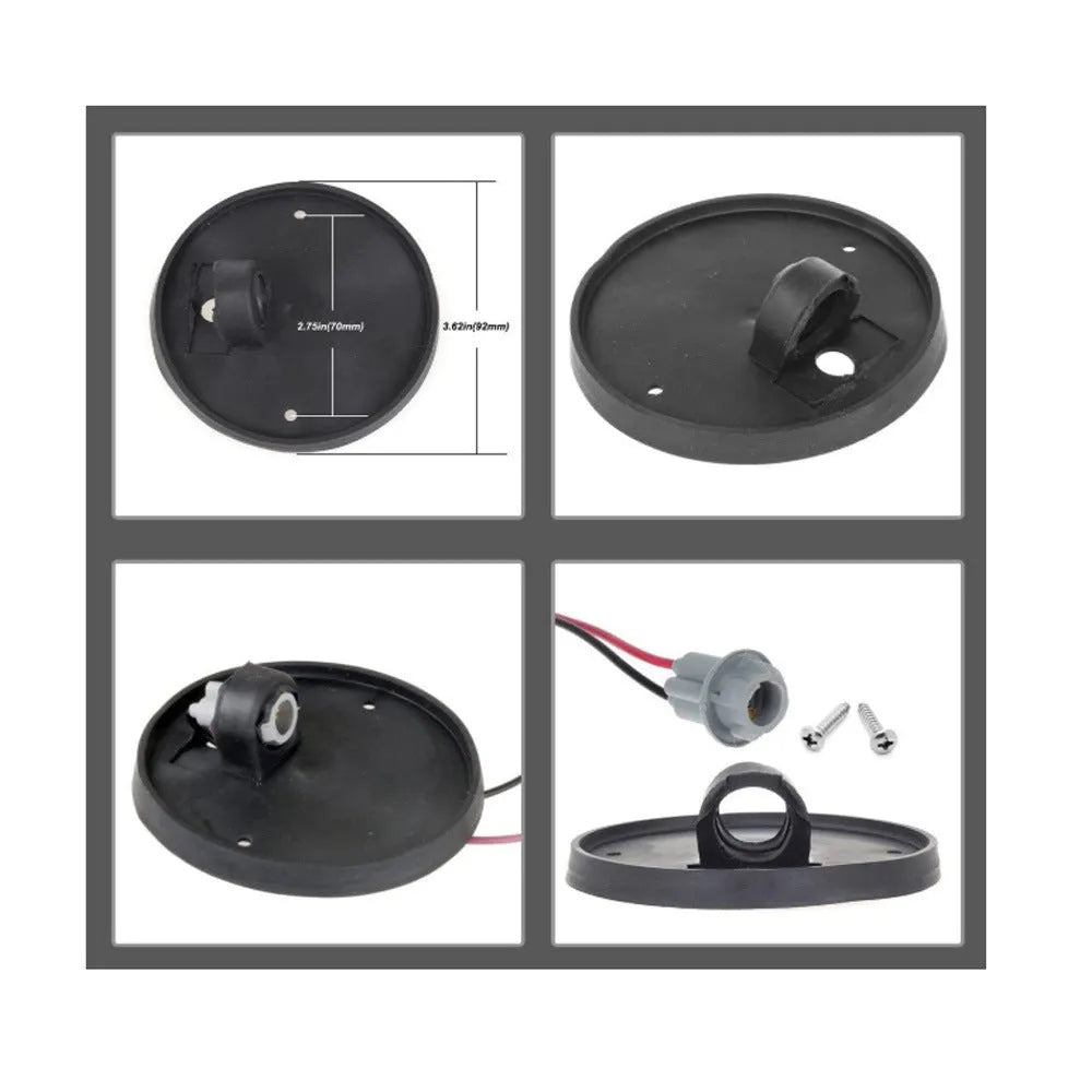 Five yellow LED cab marker lights with lenses, bases, bulbs, and screws for vehicle roof mounting