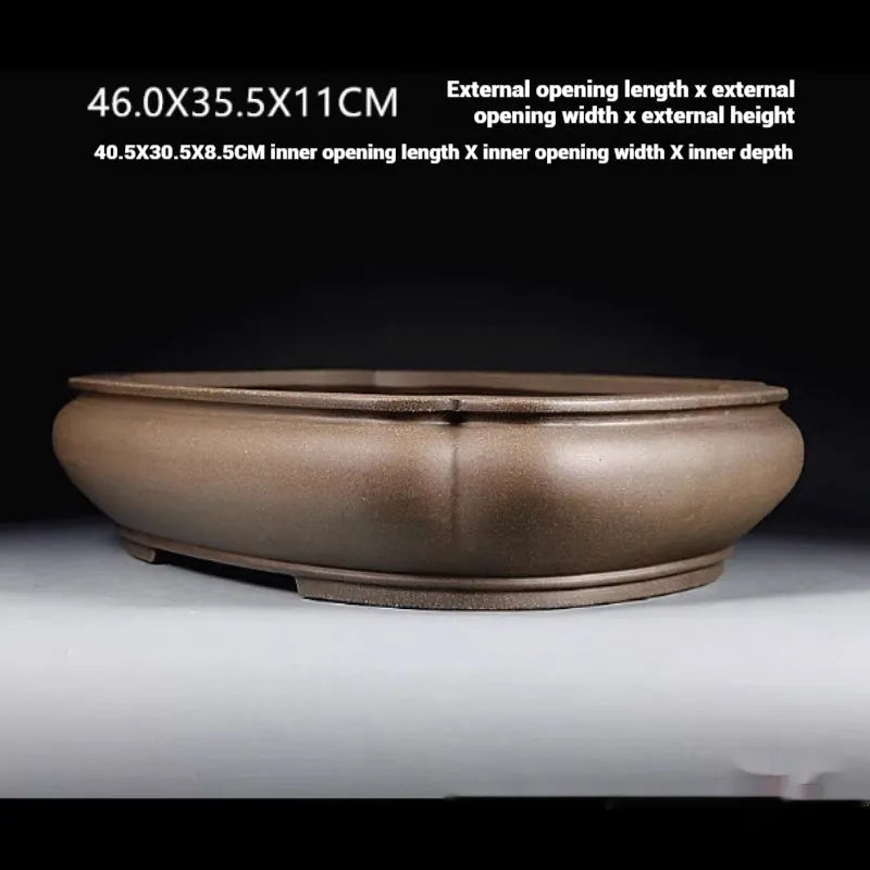 Handmade antique purple clay papaya-shaped flower pot with pukou design