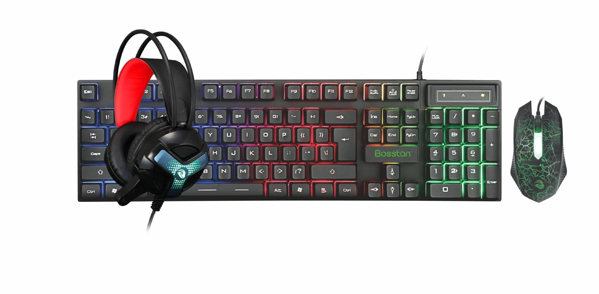 Thunder Wolf T800 wired USB keyboard and mouse gaming bundle set with luminous effects