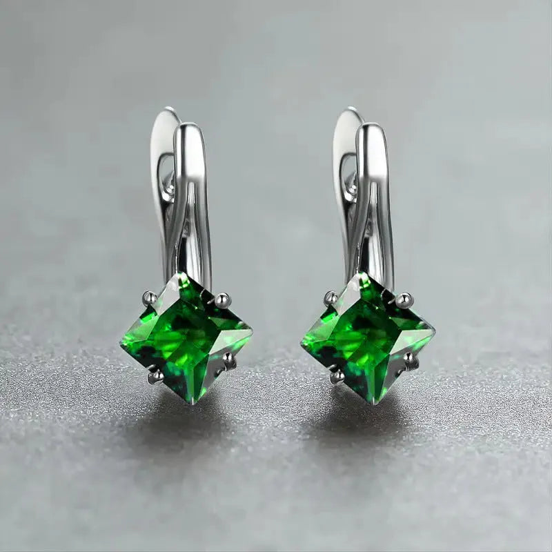 Women's copper earrings with zircon diamond design in three colour options
