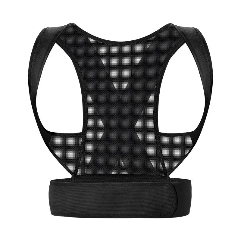 Men's beige hunchback corrector belt with adjustable straps for spine posture support and shoulder alignment