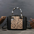 First layer cowhide leather messenger bag in retro style with horizontal square shape