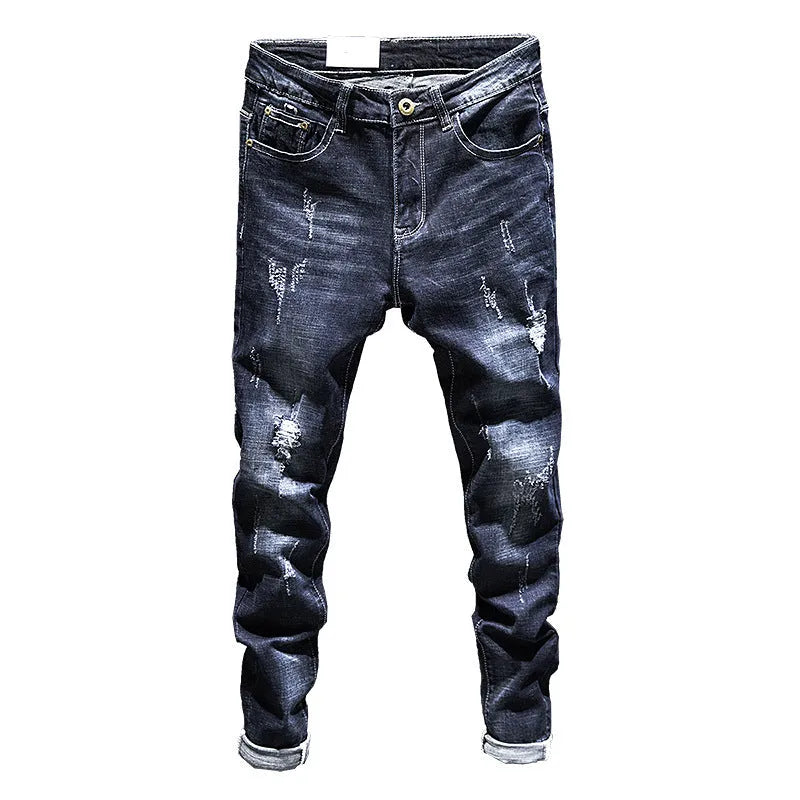 Men's slim fit skinny jeans in dark blue and light blue with micro elasticity fabric