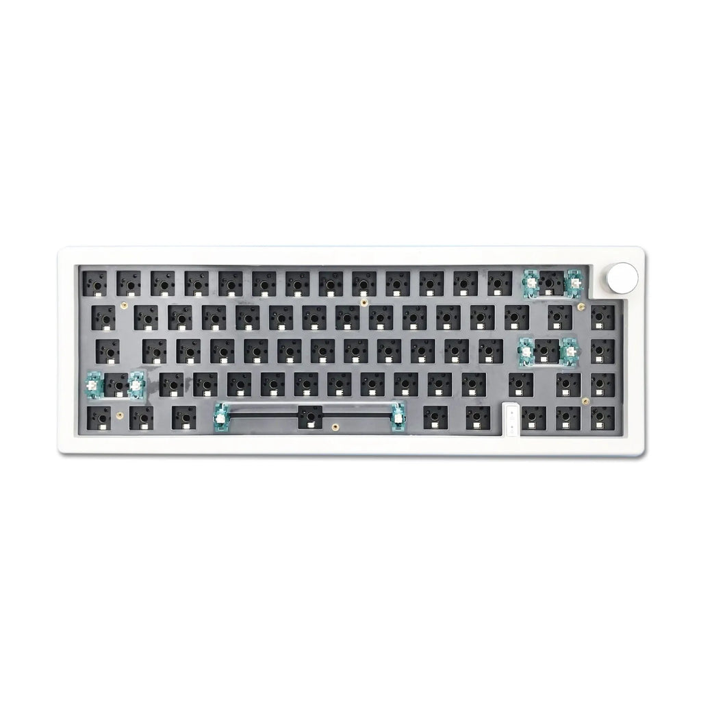 DIY hot-swappable RGB mechanical keyboard kit with control knob in seven colour options