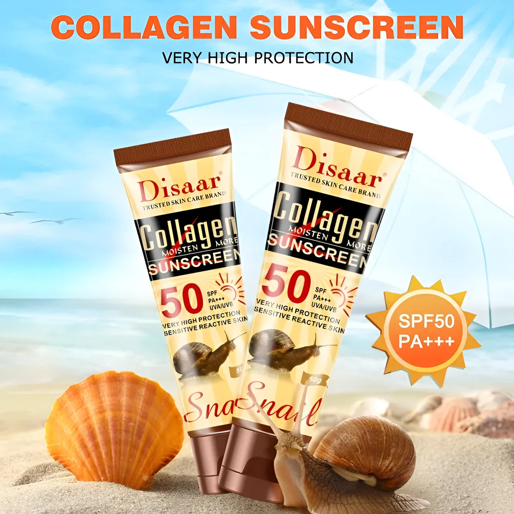 50 Plus Anti UV Sunscreen 50g unisex tube for all skin types with plant extracts and antioxidants