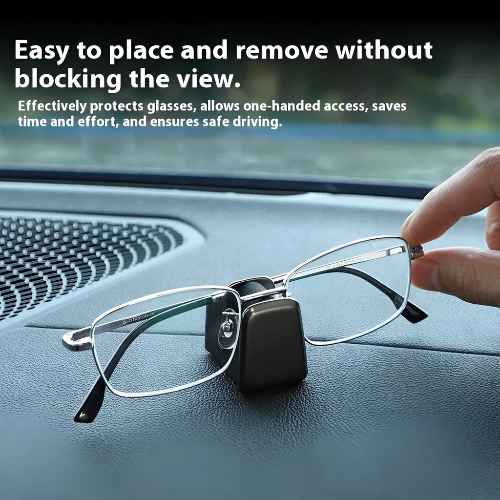 Green zinc alloy and leather car dashboard glasses clip nose pad organiser