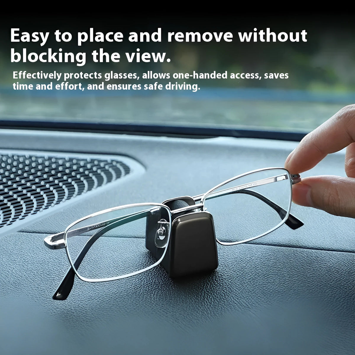 Green zinc alloy and leather car dashboard glasses clip nose pad organiser