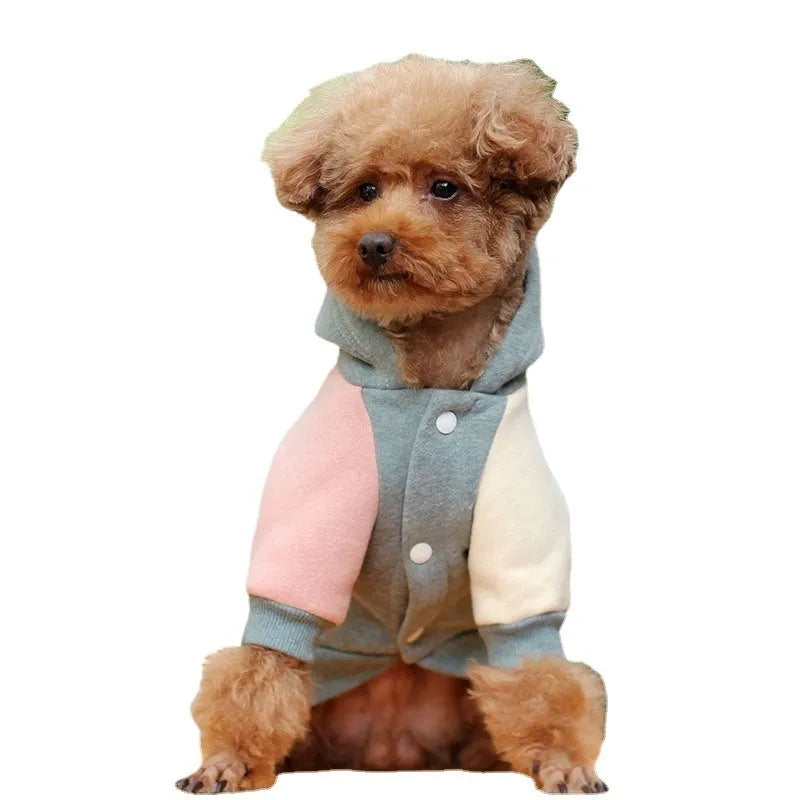 Cotton pet sweatshirt dog clothing in brown, available in sizes XS to 2XL