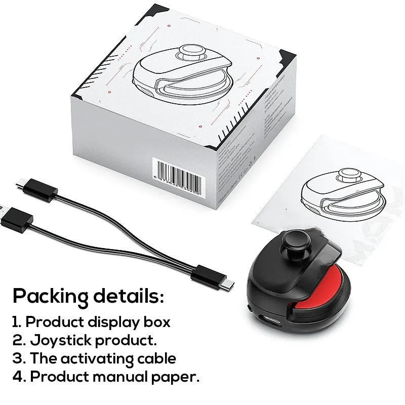 Square black USB game controller showing dimensions and button layout for PC mobile gaming