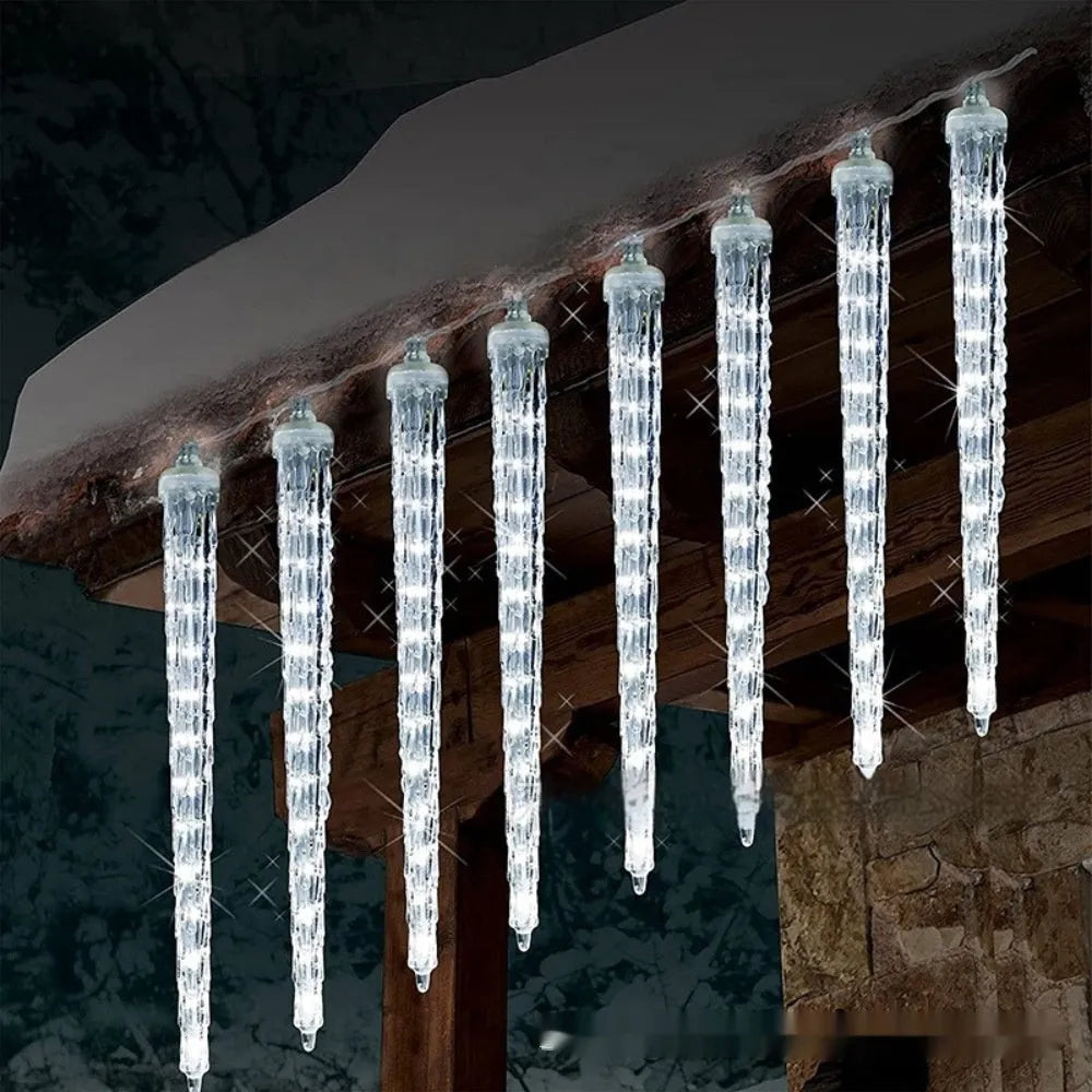 LED ice cone meteor shower solar festoon lamp with remote control in flower shape design