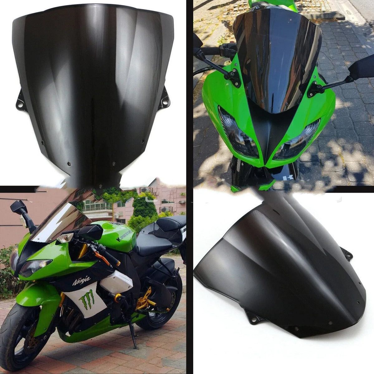 Kawasaki motorcycle windscreen replacement part in blue and brown tint options for ZX-6R and ZX-10R models