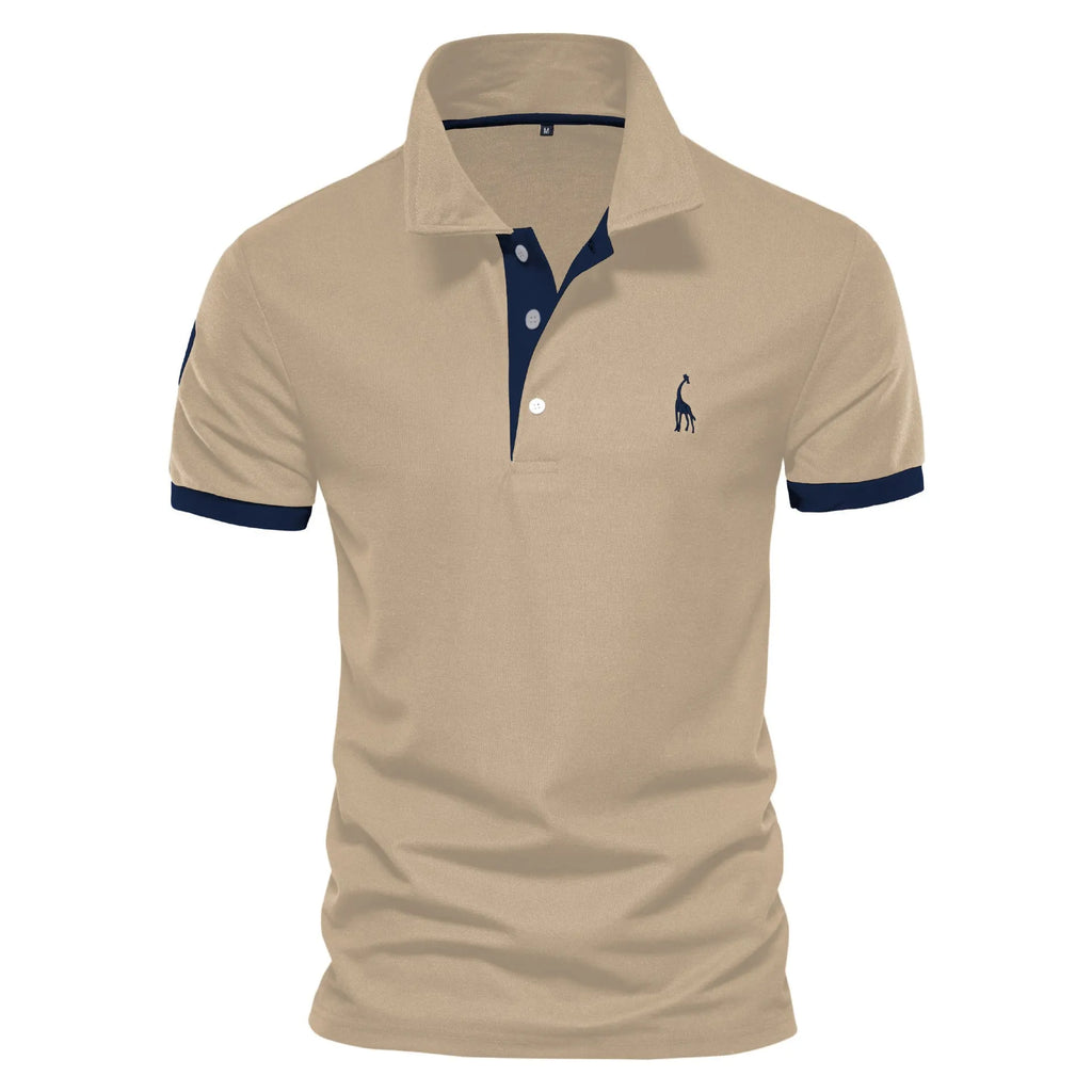 Men's slim fit embroidered deer T-shirt in cotton blend fabric.