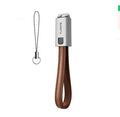 Short 20cm leather braided iPhone charging cable with zinc alloy lightning connector, shown in red colour.