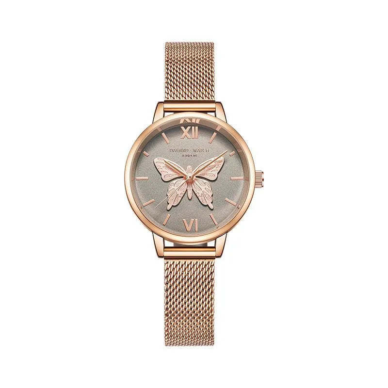 Ladies' quartz wrist watch with bee and butterfly design, pointer and number display, 10m waterproof, six styles